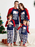 Pyjama de famille assorti de Noël Pantalon à imprimé floral en polyester Ensemble de pyjama de famille bleu marine