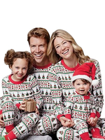 Pyjama de Famille Bébés Noël 2021 Combinaison Rouge Imprimé Les Rayures Motifs Combinaison Déguisements Noël