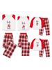 Pyjama de Famille Enfants Garçons Noël 2022 Ensemble 2 pièces Rouge Imprimé Cerfs et Carreaux Top et Pantalons Déguisements Noël