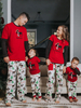 Pyjama de Famille Enfants Noël 2021 Ensemble 2 pièces Imprimé Cerfs Rouge Top et Pantalons Déguisements Noël