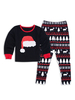 Pyjama de Famille Enfants Noël 2021 Ensemble 2 pièces Noir Renne Imprimé Top et Pantalons Déguisements Noël