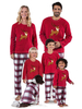 Pyjama de Famille Enfants Noël 2021 Ensemble 2 pièces Rouge Cerf Carreaux Bicolores Top et Pantalons Déguisements Noël