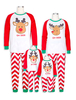 Pyjama de Famille Enfants Noël 2021 Ensemble 2 pièces Rouge Imprimé Cerfs et Les Rayures Top et Pantalons Déguisements Noël