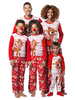 Pyjama de Famille Enfants Noël 2021 Ensemble 2 pièces Rouge Imprimé Motifs Cerfs Top et Pantalons Déguisements Noël