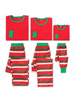 Pyjama de Famille Enfants Noël 2021 Ensemble 2 pièces Rouge Rayures Bicolores Top et Pantalons Déguisements Noël