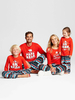 Pyjama de Famille Enfants Noël 2022 Ensemble 2 pièces Rouge Imprimé Les Motifs Les Mots avec Les Rayures Top et Pantalons Déguisements Noël