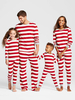 Pyjama de Famille Enfants Noël 2022 Ensemble 2 pièces Rouge Imprimé Les Rayures Top et Pantalons Déguisements Noël