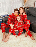 Pyjama de Famille Femmes Noël 2021 Enfants Rouge Imprimé Cerfs Combinaisons Déguisements Noël