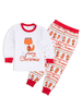 Pyjama de Famille Femmes Noël 2021 Ensemble 2 pièces Blanc Renard Imprimé Top et Pantalons Déguisements Noël