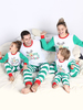 Pyjama de Famille Femmes Noël 2021 Ensemble 2 pièces Imprimé Rayures Vert Top et Pantalons Déguisements Noël