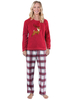 Pyjama de Famille Femmes Noël 2021 Ensemble 2 pièces Rouge Cerf Carreaux Bicolores Top et Pantalons Déguisements Noël