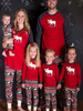 Pyjama de Famille Femmes Noël 2022 Ensemble 2 pièces Rouge Imprimé Motifs Cerfs Les Rayures Top et Pantalons Déguisements Noël