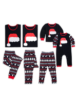 Pyjama de Famille Hommes Noël 2022 Ensemble 2 pièces Noir Renne Imprimé Top et Pantalons Déguisements Noël