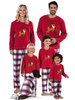 Pyjama de Famille Hommes Noël 2022 Ensemble 2 pièces Rouge Cerf Carreaux Bicolores Top et Pantalons Déguisements Noël
