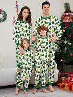 Pyjama de Noël assorti pour toute la famille pantalon et haut en polyester à motifs de Noël pour tout-petits et enfants