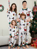 Pyjama de Noël blanc pour la famille haut et pantalon à motifs de Noël en polyester pour adultes et enfants