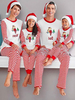 Pyjama de Noël en famille Ensemble de pantalons à imprimé floral en polyester Ensemble de pyjama de famille rouge