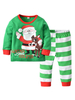 Pyjama De Noël Enfants Outfit Santa Clause Haut Et Pantalon Rayé Vert Set 2 Piece Déguisements Halloween