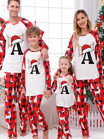 Pyjama de Noël familial assorti avec haut et pantalon à motifs de lettres de Noël