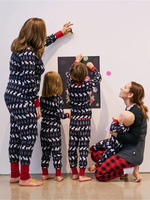 Pyjama de Noël familial assorti Pantalon à motifs de Noël en polyester pour adultes et tout-petits
