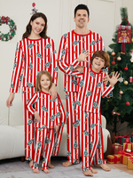 Pyjama de Noël familial assorti pour enfants et adultes ensemble assorti à rayures et motifs de Noël