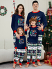 Pyjama de Noël familial bleu marine foncé pour adulte et bébé haut et pantalon à motifs de Noël en polyester