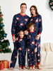 Pyjama de Noël familial pour adulte en polyester motif de Noël pantalon bleu marine haut ensemble 2 pièces