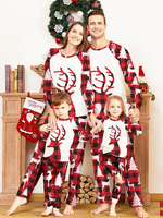 Pyjama de Noël pour assortir la famille Polyester Floral Pants Pantalon Top Pantalon 2 pièces Ensemble