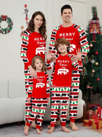 Pyjama de Noël rouge assorti pour toute la famille haut et pantalon à motifs de Noël pour bébé et adulte