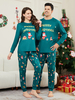 Pyjama familial bleu sarcelle Élément de Noël Pyjama de Noël assorti pour la famille