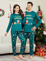 Pyjama familial bleu sarcelle Élément de Noël Pyjama de Noël assorti pour la famille