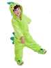 Pyjama Kigurumi Enfants Cadeaux Noël Unisexe Cartoon Dinosaures Vert Clair Flanelle Vêtements Déguisement Halloween