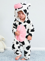 Pyjama Kigurumi Onesie Enfants Cadeaux Noël Costume De Pyjama À Motif De Vache En Polyester