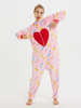 Pyjama Kigurumi Onesie Pour Adulte Rose Motif Coeur Polyester Kigurumi Costumes