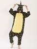 Pyjama Licorne Noir Étoile Kigurumi Carnaval Adulte Unisexe Noir Imprimé Flanelle Déguisements Halloween