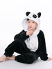 Pyjama Onesie Kigurumi Enfants Cadeaux Noël Panda Bicolore En Polyester Noir Blanc Costume De Pyjama