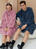 Pyjama Polaire Chaud Hiver Robe À Capuche À Manches Longues