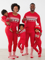 Pyjamas de famille assortis de Noël pour pantalons de Noël en polyester pour adultes Ensemble de 2 pièces