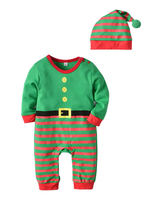 Pyjamas de noël bébé tenues rayé barboteuses pour enfants avec chapeau Déguisements Halloween