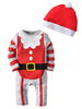 Pyjamas de noël bébé tenues rayé enfants du père noël barboteuses avec chapeau Déguisements Halloween