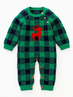 Pyjamas Kigurumi Combinaison Verte Enfant Cadeaux Noël À Carreaux À Motif De Noël Déguisements Halloween