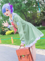 Re Zero commencer la vie dans un autre monde Rem uniforme scolaire vert clair une pièce robe Cosplay Costume ensemble