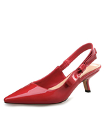 Red Bow bout pointu pompes féminines Slingback noués Kitten Heel Shoes