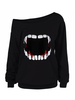 Red Halloween Sweats à capuche femme une épaule manches longues imprimés Sweat À Capuche