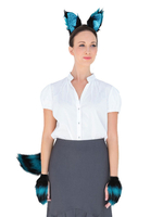 Renard Cosplay Costume Bandeau Gants Queue Ensemble 3 Pièces En Plastique Mardi Gras Costume Accessoires