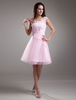 Retour à la maison rose dentelle une épaule Tulle robe Robes pour les invités de mariage