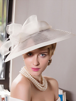 Retro Hat Femme Costumes Accessoires Ecru White Bows Royal Vintage Headpieces Déguisements Halloween