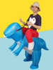 Ride sur Costume Carnaval Carnaval transporteur dinosaure unisexe bleu Mardi Gras costume gonflable Déguisements Halloween