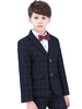 Ring Bearer Suits Polyester Coton Manches Longues Chemise Pardessus Gilet Cravate Pantalon Gris Foncé Mariage Garçon Costumes