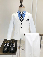 Ring Bearer Suits Polyester Coton Manches Longues Gilet Pantalon Blanc Mariage Garçon Costumes
